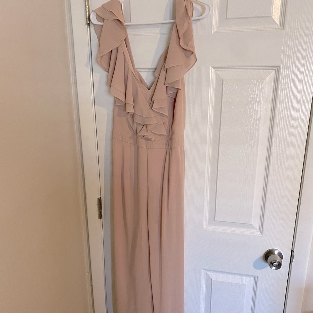 Lulus Blush ruffle jumpsuit size medium